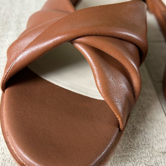 Cole Haan GrandSeries Tan Leather Slide Sandals Crisscross Slip on Comfort Shoes - Picture 4 of 7